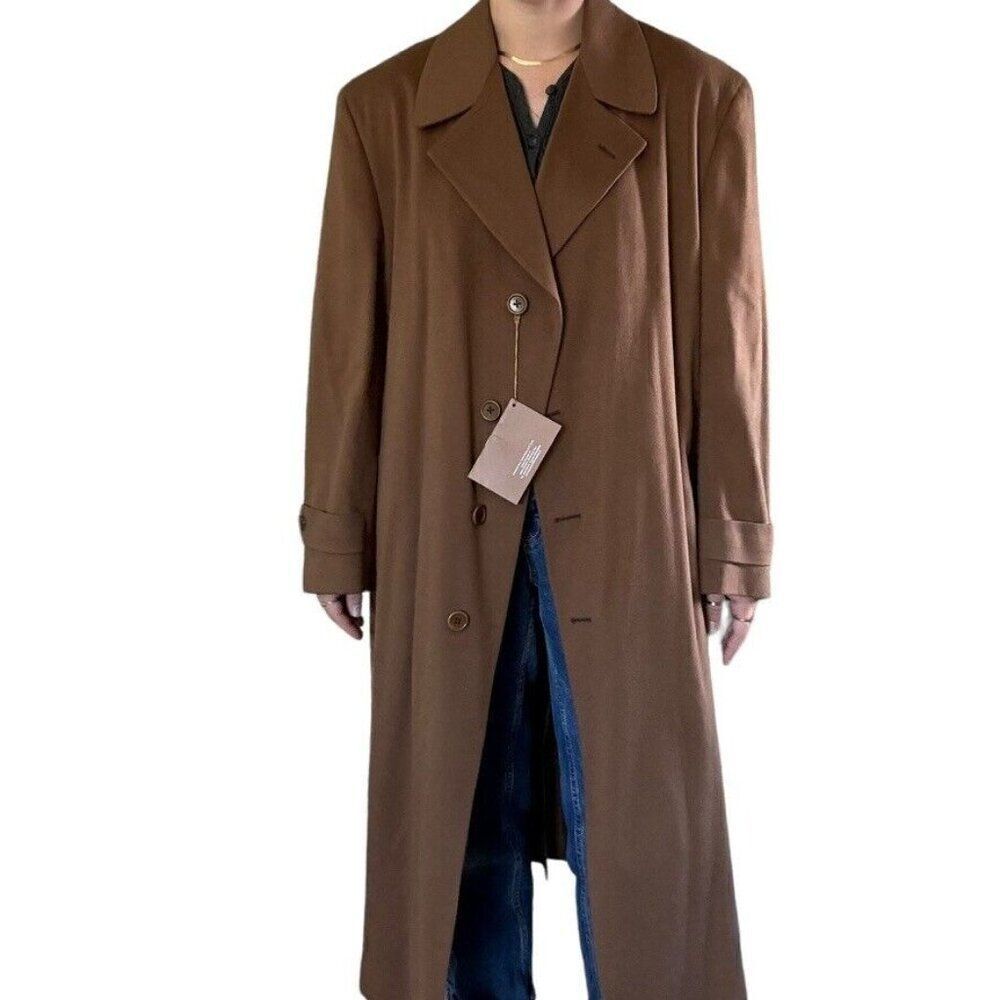 NWT Loro Piana Storm System Rain & Wind Protection Brown Cashmere Trench Coat 46